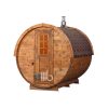 Front view of wooden barrel sauna – BUCI