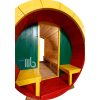 Side front view of wooden barrel playhouse for children with open end – BUCI
