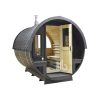 Schwarz Holzfass Sauna mit Holzofenr und Glastüren – BUCI