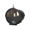 Black edition barrel sauna with panoramic window – BUCI