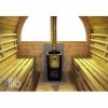 Vue intérieure du noir sauna baril en bois avec chauffage au bois – BUCI